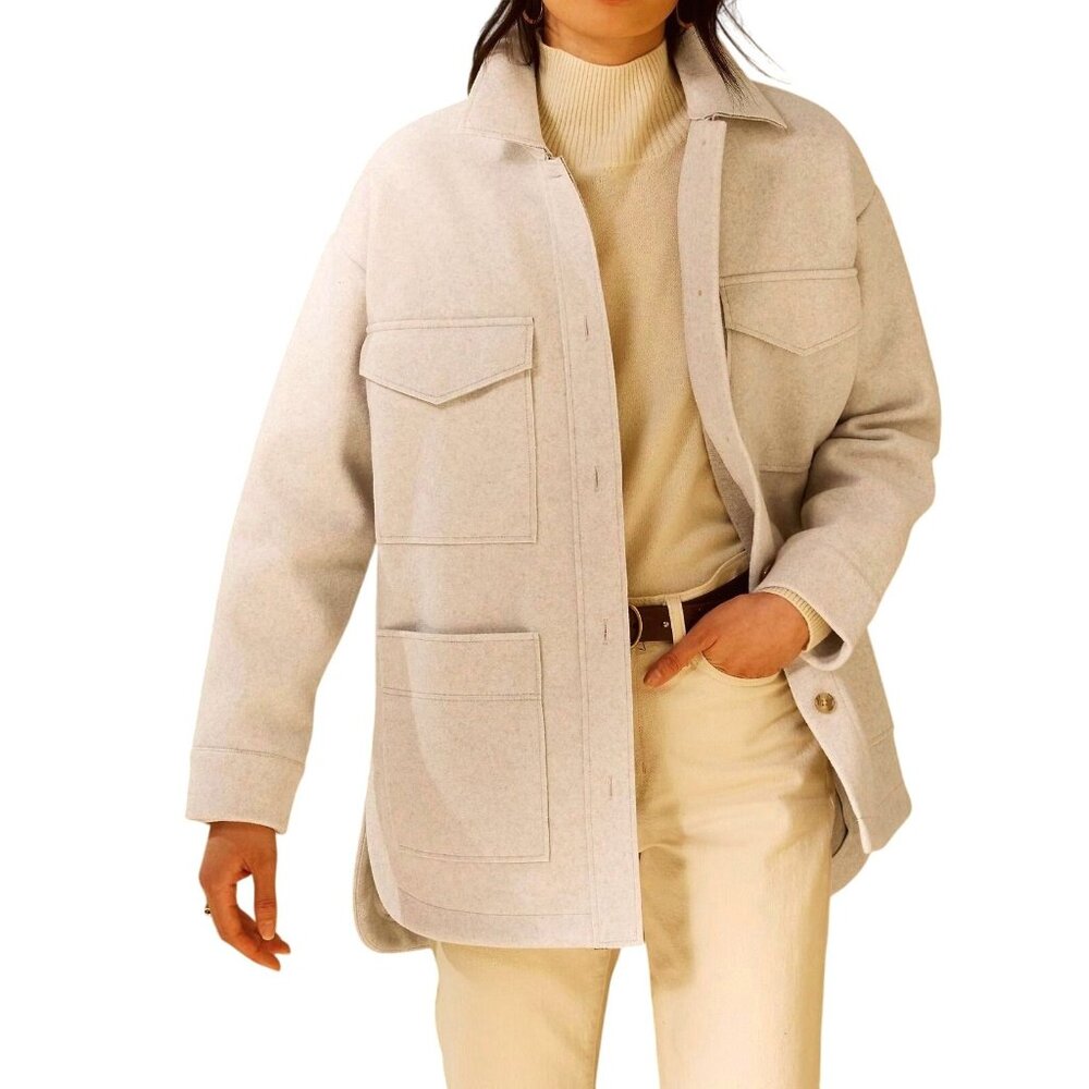 Banana Republic M Structured 4 Pocket Shacket Button-up Shirt Jacket Oversized - Picture 3 of 9